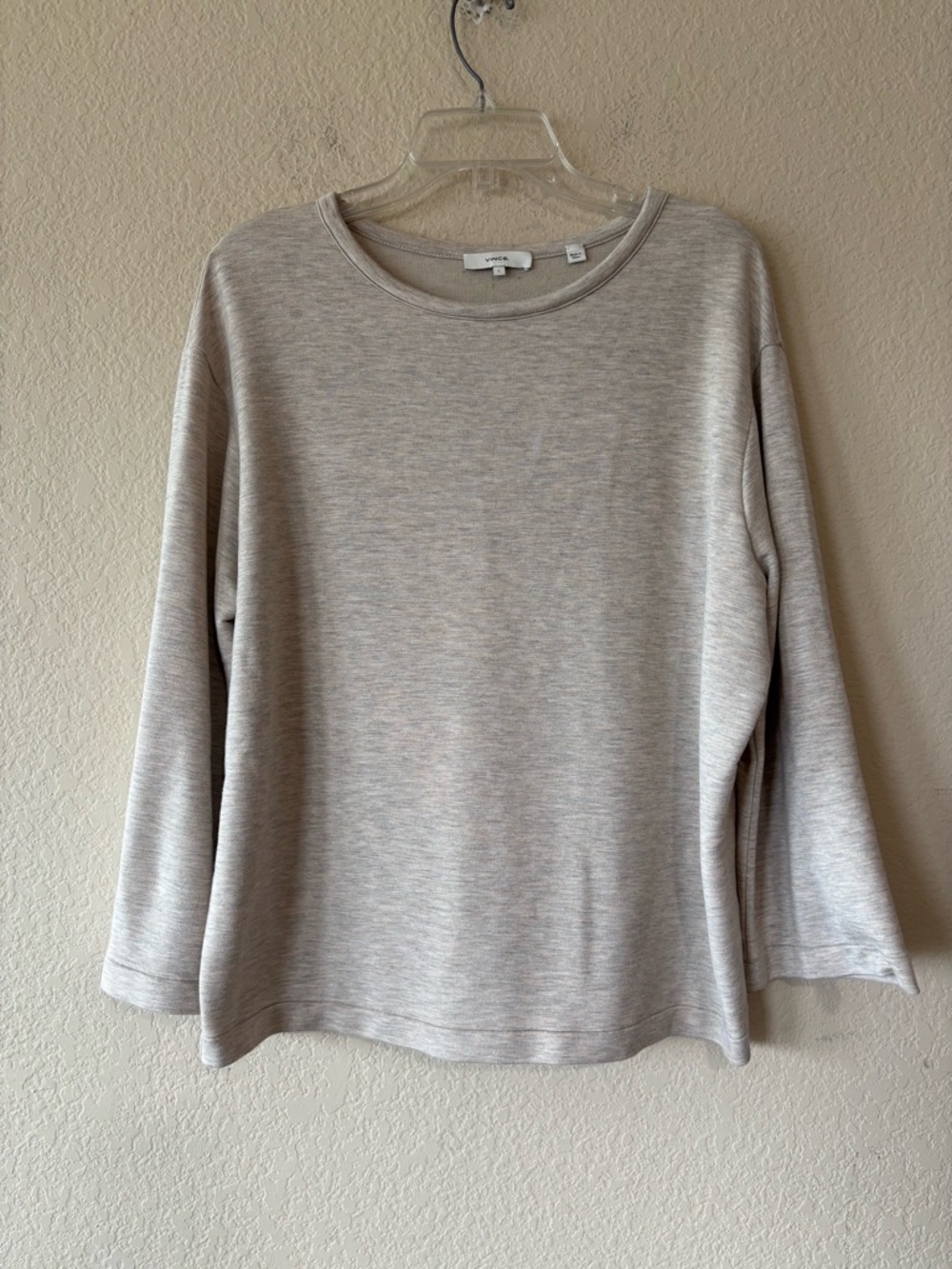 Vince‎ Relaxed Long Sleeve Crewneck Top Cream Size L